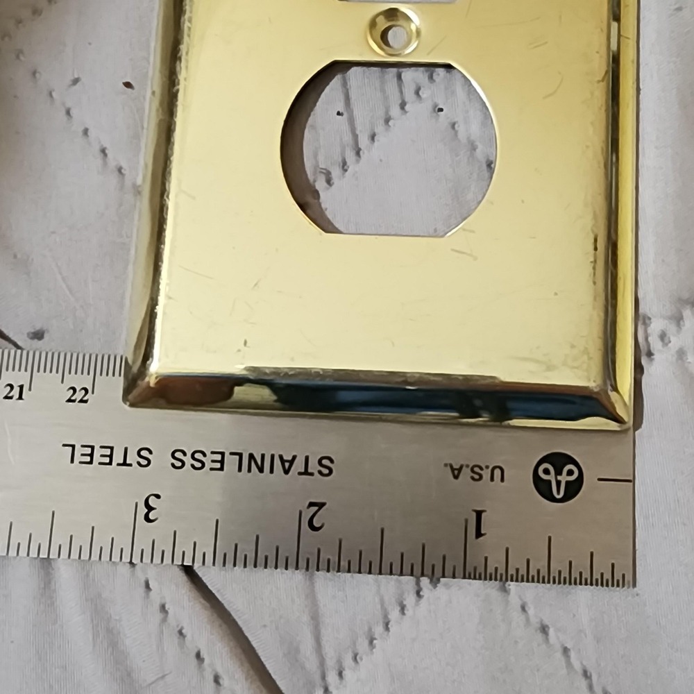 Vintage Solid Brass Wall Plate Lot Toggle Duplex Outlet Decorator Switch Covers - Picture 4 of 8
